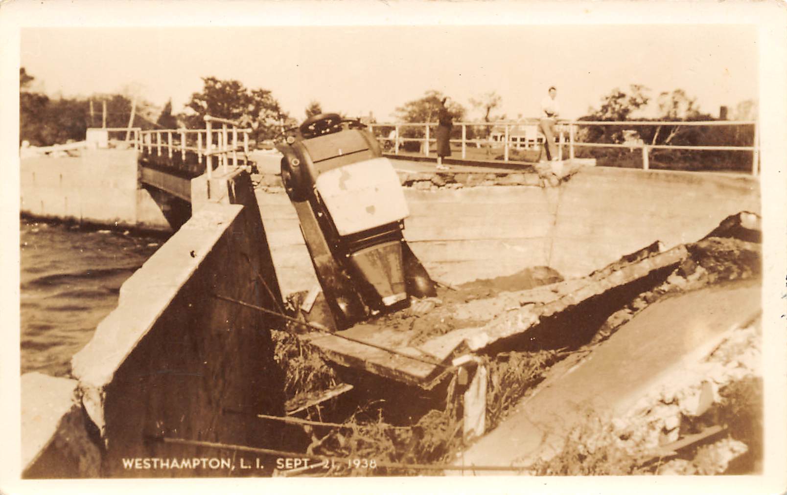 Long Island  New York Bridge Collapse,1938 Flood, Westhampton, RPPC U18647