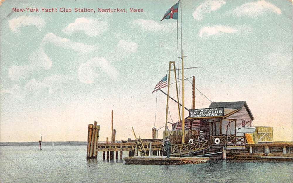 Nantucket Massachusetts New York Yacht Club Station Vintage Postcard AA84619