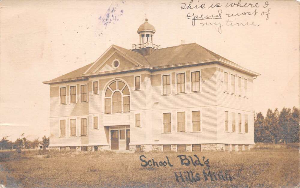 Hills Minnesota School Building Real Photo Vintage Postcard AA84763